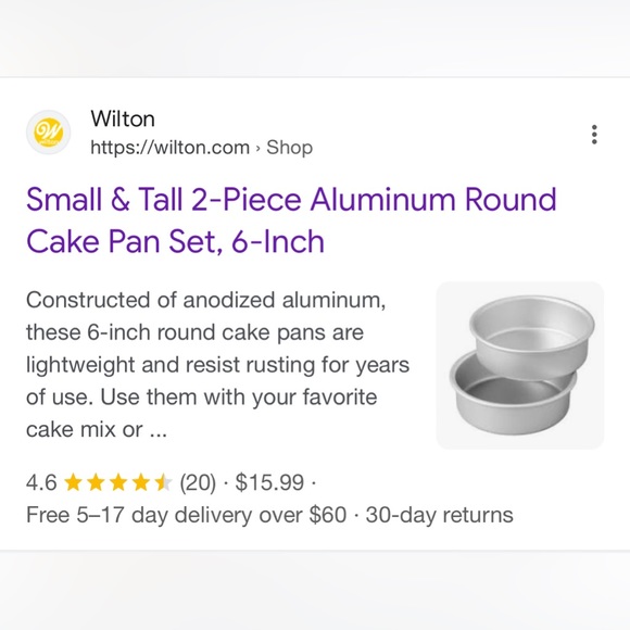‼️$5 SALE‼️ WILTON 6 inch Cake Pan Set Small & Tall - Picture 14 of 14